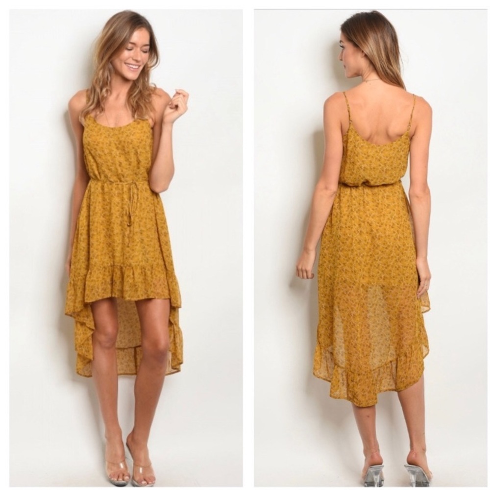 Mustard Floral Print Dress - Picture 1 of 2